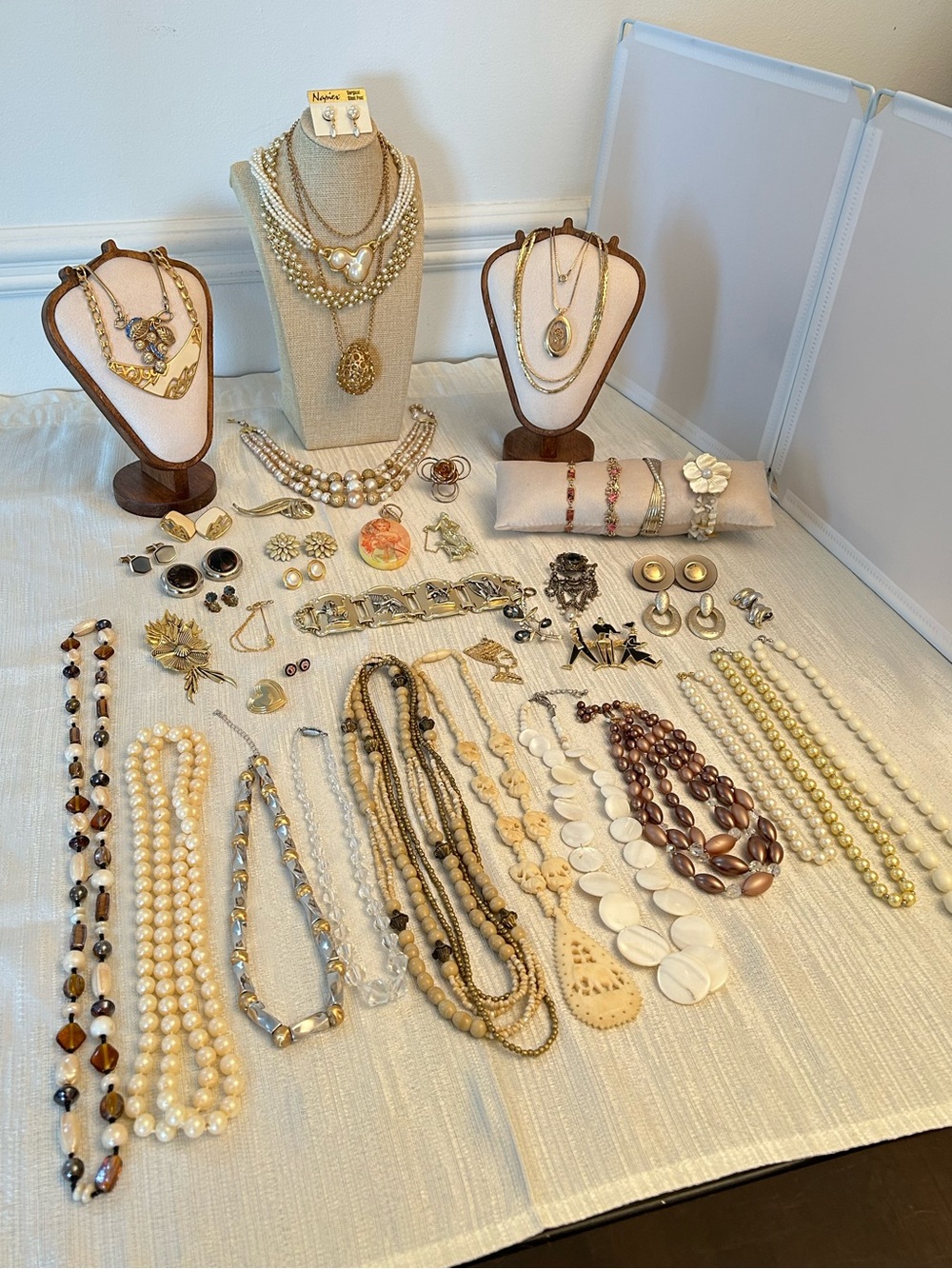Vintage Jewelry Collection Gold Tones , Creams & Shell